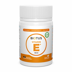 Biotus, Вітамін Е, Vitamin Е, 100 МО, 30 капсул (BIO-530586), фото