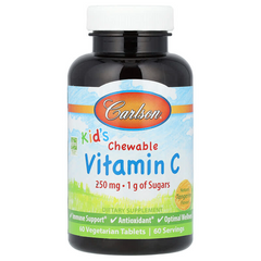 Carlson Labs, Kid's, жевательный витамин C, натуральный мандарин, 250 мг, 60 вегетарианских таблеток (CAR-03100), фото