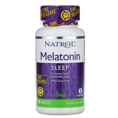 Natrol, Мелатонін, повільне вивільнення, 3 мг, 100 таблеток (NTL-00458), фото