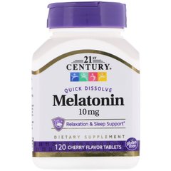Мелатонін (вишня) 10 мг, 21st Century Health Care, 120 таблеток (CEN-27503), фото