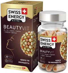 Swiss Energy, Вітаміни та мінерали для краси, BEAUTYVIT ACE+Zn+Se+CoQ10+Biotin, 30 капсул (SWE-32426), фото