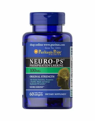 Фосфатидилсерин, Neuro-PS, Puritan's Pride, 100 мг, 60 гелевых капсул (PTP-10001), фото