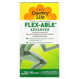 Country Life, Flex-Able Advanced, комплекс для суглобів «три в одному», 90 капсул (CLF-05040), фото