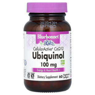 Bluebonnet Nutrition, CellularActive CoQ10, Ubiquinol, 100 мг, 60 вегетаріанських капсул (BLB-00793), фото