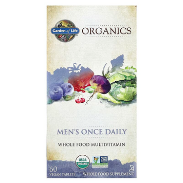Garden of Life, Organics, мультивітаміни із цілісних продуктів для чоловіків, 60 веганських пігулок (GOL-11767), фото