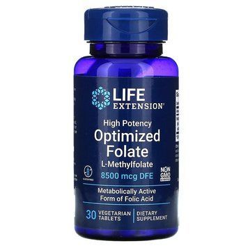 Life Extension, 5-MTHF, оптимизированный высокоэффективный фолат, 8500 мкг пищевого фолатного эквивалента, 30 вегетарианских таблеток (LEX-19133), фото