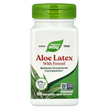 Латекс алое з фенхелем Nature's Way Aloe Latex with Fennel - 100 веганських капсул, фото