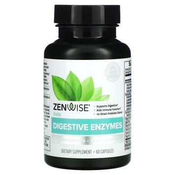 Zenwise Health, Травні ферменти з пребіотиками та пробіотиками, 60 капсул (ZNW-72004), фото