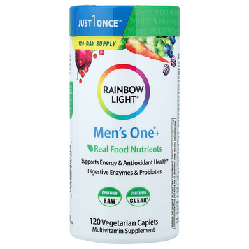 Мультивітаміни для чоловіків Rainbow Light Men's One + Real Food Nutrients - 120 вегетаріанських таблеток, фото