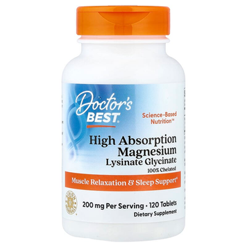 Хелатный магний Albion&reg; TRAACS&reg; Doctor's Best High Absorption Magnesium Glycinate Lysinate 100 мг - 120 таблеток, фото