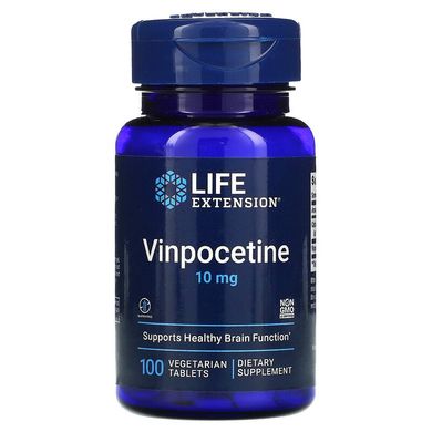 Life Extension, Вінпоцетин, 10 мг, 100 вегетаріанських пігулок (LEX-13271), фото