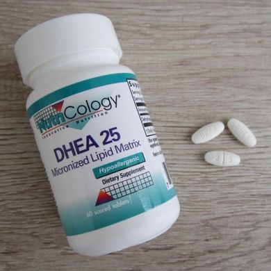 Nutricology, DHEA 25, 60 роздільних таблеток (ARG-52820), фото
