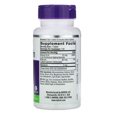 Natrol, Мелатонін, 3 мг, 120 таблеток (NTL-00511), фото