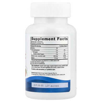 Nordic Naturals, жевательный витамин C, со вкусом мандарина, 250 мг, 60 жевательных конфет (NOR-30160), фото