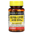 Альфа-липоевая кислота 200 мг, Alpha Lipoic Acid, Mason Natural, 60 капсул (MAV-16245)