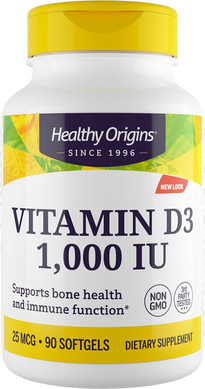 Healthy Origins, Вітамін D3, 1000 МО, 90 капсул (HOG-15313), фото
