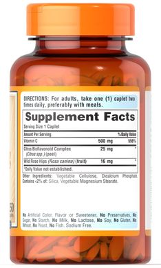 Вітамін С і біофлавоноїди, Vitamin C-500 mg Rose Hips Time Release, Puritan's Pride, 500 мг, 250 капсул (PTP-12433), фото