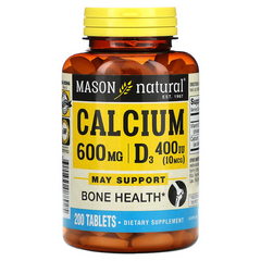 Mason Natural, Кальцій 600 мг + вітамін D3, 200 таблеток (MAV-08892), фото