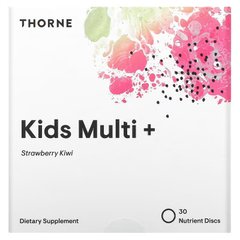 Thorne Research, Kids Multi+, для детей от 4 до 12 лет, со вкусом клубники и киви, 30 питательных дисков (THR-01337), фото