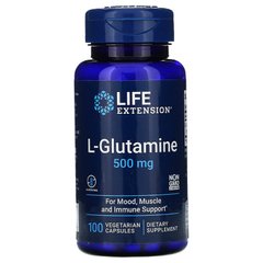 Life Extension, L-глютамин, 500 мг, 100 вегетарианских капсул (LEX-34510), фото