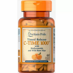 Витамин С, Vitamin C-1000 мг with Rose Hips, Puritans Pride, Timed Release 60 капсул (PTP-14070), фото