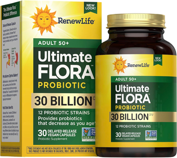 Пробіотик для дорослих 50+ 30 млрд КУО Renew Life Ultimate Probiotic Flora Adult 50+ - 30 веганських капсул, фото