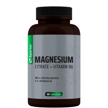 Sporter, Magnesium Citrate + B6, 60 таблеток (SPO-72392), фото