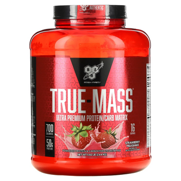 BSN, True-Mass, Ultra Premium Protein/Carb Matrix, білково-вуглеводна суміш ультрапреміальної якості, полуничний молочний коктейль, 2640 г (BSN-00650), фото