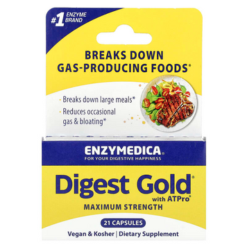 Enzymedica, Digest Gold з ATPro, добавка із травними ферментами, 21 капсул (ENZ-24150), фото
