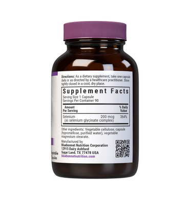 Bluebonnet Nutrition, Селена гліцинат, 200 мкг, без дріжджів, 90 рослинних капсул (BLB-00678), фото