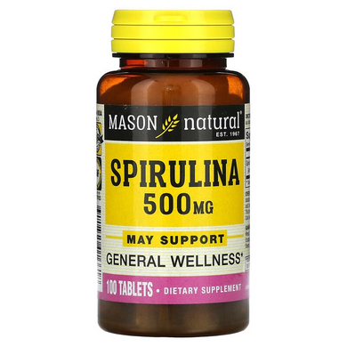 Спирулина, 500 мг, Spirulina, Mason Natural, 100 таблеток (MAV-07661), фото