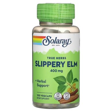 Скользкий вяз, Slippery Elm, Solaray, 400 мг, 100 капсул (SOR-01590), фото