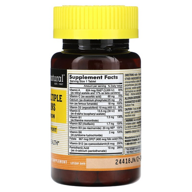 Mason Natural, Мультивитамины с железом на каждый день, 100 таблеток (MAV-00001), фото