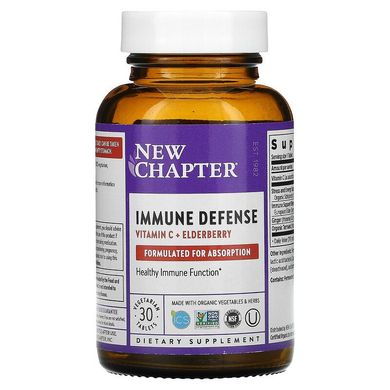 New Chapter, Immune Defense, Vitamin C + Elderberry, Імунний захист, вітамін C і бузина, 30 вегетаріанських таблеток (NCR-90344), фото