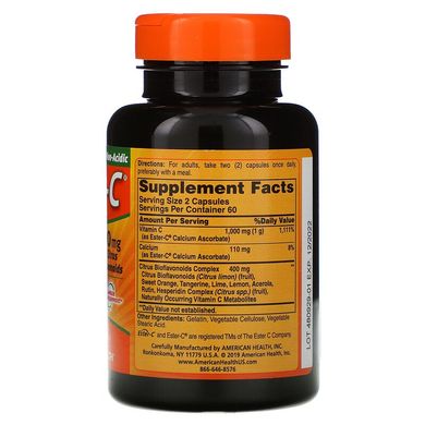 American Health, Ester-C з цитрусовими біофлавоноїдами, 500 мг, 120 капсул (AMH-16961), фото