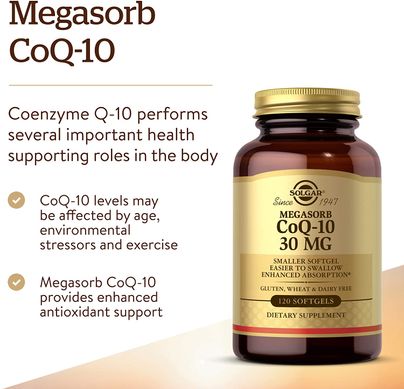 Solgar, Megasorb CoQ-10, 30 мг, 120 капсул (SOL-00944), фото