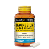 Комплекс магния, 400 мг, Magnesium 4-in-1 Complex, Mason Natural, 60 вегетарианских капсул., фото
