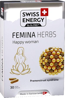 Swiss Energy, Підтримка при ПМС, FEMINA HERBS, стандартизований екстракт Вітексу, 30 веганських капсул (SWE-15873), фото