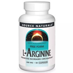 Source Naturals, L-аргинин, 500 мг, 50 капсул (SNS-01686), фото