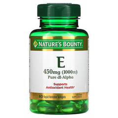 Nature's Bounty, вітамін E, чистий Dl-альфа, 450 мг (1000 МО), 60 капсул зі швидким вивільненням (NRT-01799), фото