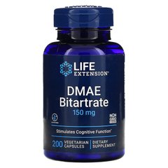 Life Extension, Бітартрат ДМАЕ, 150 мг, 200 вегетаріанських капсул (LEX-15402), фото