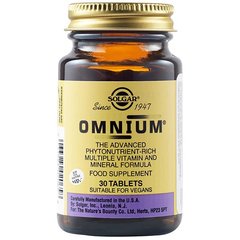Solgar, Omnium, фитонутриентный комплекс витаминов и минералов, 30 таблеток (SOL-02065), фото