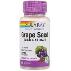 Solaray, Екстракт виноградних кісточок, 200 мг, 60 вегетаріанських капсул (SOR-66118), фото