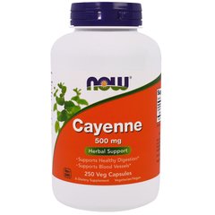 Кайенский перец, Cayenne, Now Foods, 500 мг, 250 капсул, (NOW-04627), фото
