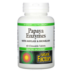 Natural Factors, ферменти папайї з амілазою та бромелаїном, 60 жувальних таблеток (NFS-01748), фото