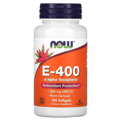 Now Foods, натуральний вітамін E-400, 268 мг, 100 капсул (NOW-00837), фото