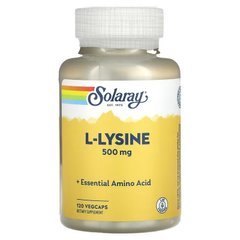 Solaray, L-лизин, 500 мг, 120 растительных капсул (SOR-04941), фото