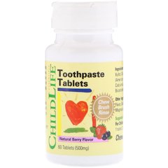 Зубная паста в таблетках (ягодный вкус), Toothpaste Tablets, ChildLife, 500 мг, 60 таблеток (CDL-11150), фото