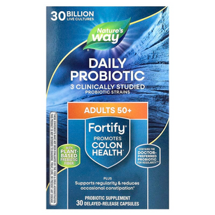 Nature's Way, Fortify, Age 50+ Probiotic + Prebiotics, Everyday Care, 30 Billion, 30 капсул з відстроченим вивільненням (NWY-10293), фото