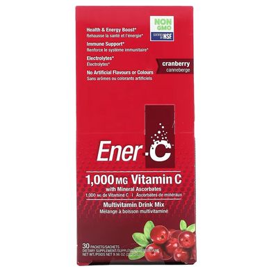 Ener-C, Витамин C, смесь для приготовления мультивитаминного напитка со вкусом клюквы, 1000 мг, 30 пакетиков (ENR-00106), фото